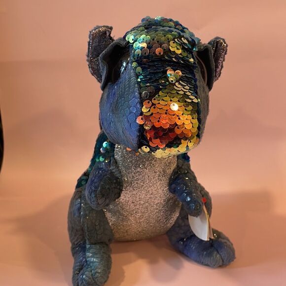 Ty Flippables 2019 Kate the Blue Silver Dragon 9” tall Good Used Condition flaws - Picture 7 of 13